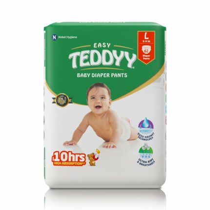 TEDDYY Baby Easy Pant Diapers Large 62 Count (Pack of 1), 9-14 kgs, 10 hrs Leak Protection, Anti - Bacterial