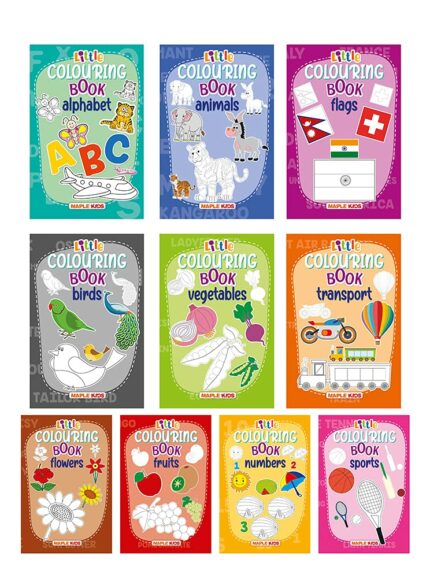Little Colouring Books for Kids (Set of 10 Books) - Gift to children for painting  drawing and colouring - Alphabets  Animals  Birds  Flags  Flowers  ... Transport  Vegetables - 3 to 6 years old