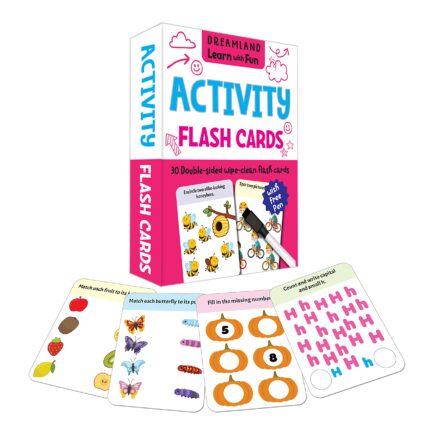 Flash Cards Activity - 30 Double Sided Wipe Clean Flash Cards for Kids (With Free Pen)